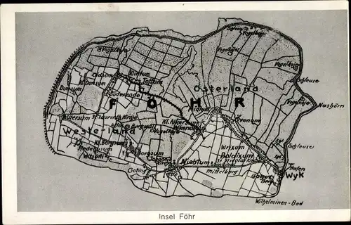 Landkarten Ak Wyk auf Föhr Nordfriesland, Gesamtansicht, Insel Föhr, Weste-land, Osterland, Wyk