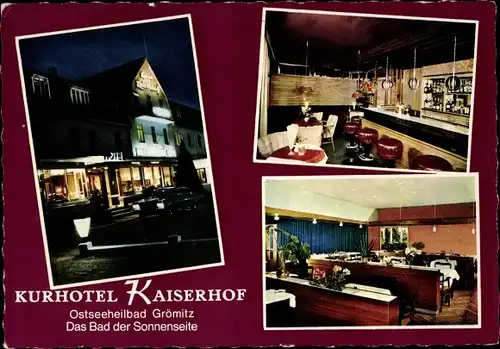 Ak Ostseebad Grömitz in Holstein, Kurhotel Kaiserhof, Aussen- und Innenansicht