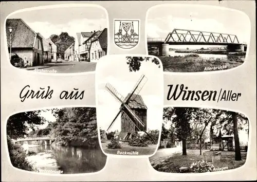 Ak Winsen an der Aller, Kirchstraße, Allerbrücke, Bockmühle, Oertzebrücke, Anlagen