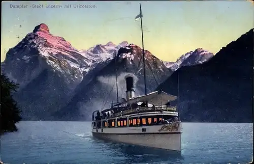 Ak Vierwaldstättersee, Luzerner See, Dampfer Stadt Luzern, Uri Rotstock