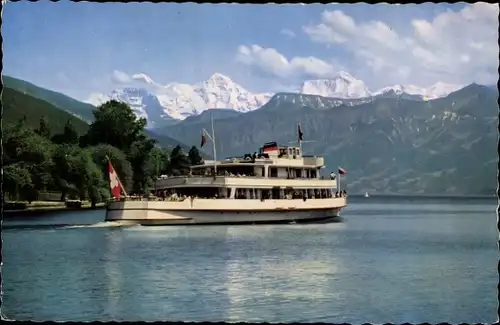 Ak Thuner See, Motorschiff Stadt Bern, Eiger, Mönch, Jungfrau