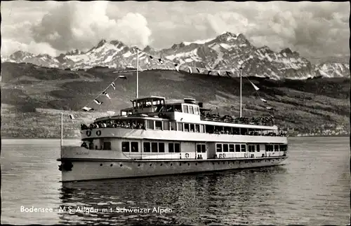 Ak Bodensee, MS Allgäu, Schweizer Alpen