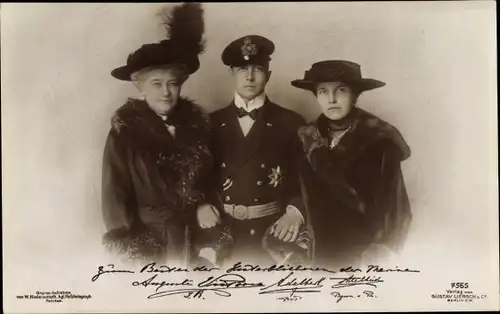 Ak Auguste Viktoria, Adalbert Prinz von Preußen, Adelheid von Sachsen Meiningen