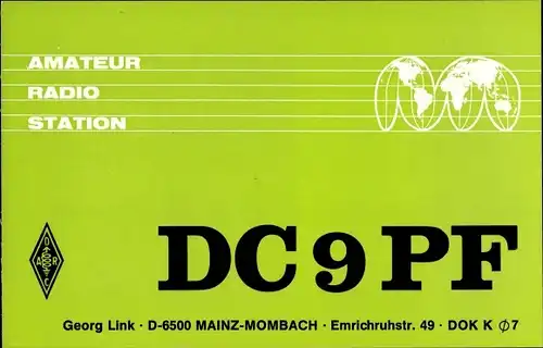 Ak QSL Karte, Funkerkarte, DC9PF, Georg Link, Mainz Mombach