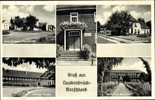 Ak Quakenbrück, Merschland, Sanapol Werk, Postschule, Mutterhaus Bethanien, Olympia Theater