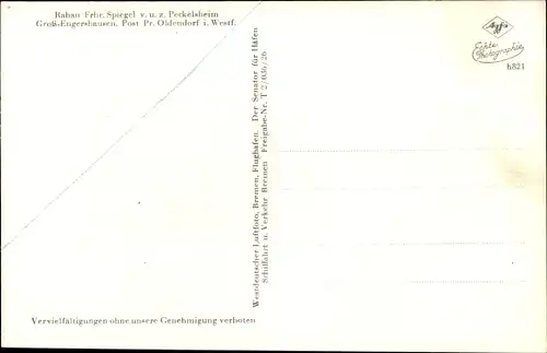 Ak Engershausen Preußisch Oldendorf, Gut Groß Engershausen, Raban Frhr. Spiegel v.u.z. Peckelsheim