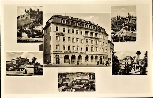 Ak Würzburg am Main Unterfranken, Hotel Würzburger Hof, Stadtansichten