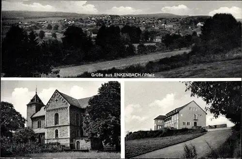 Ak Enkenbach Alsenborn in der Pfalz, Gesamtansicht, Kirche, Gebäude