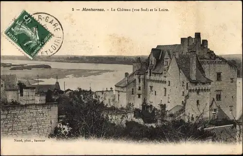 Ak Montsoreau Maine et Loire, Le Chateau et la Loire