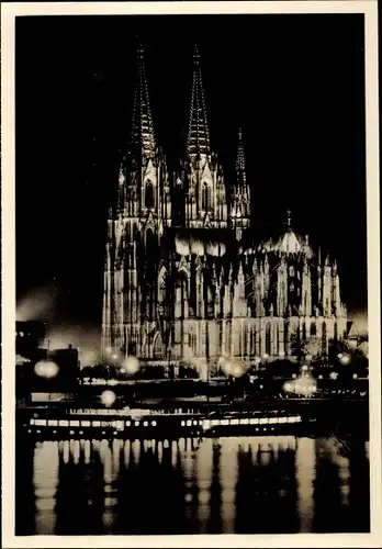 Ak Köln am Rhein, Dom in Festbeleuchtung