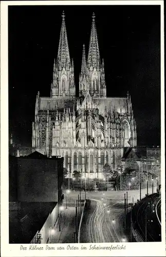 Ak Köln am Rhein, Dom in Festbeleuchtung