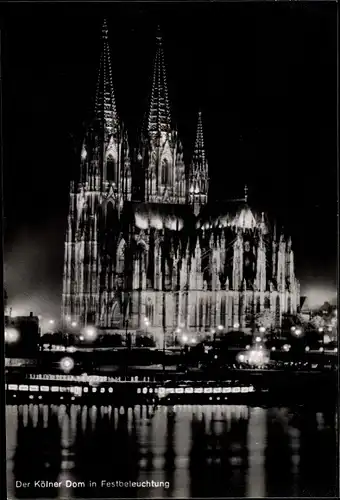 Ak Köln am Rhein, Dom in Festbeleuchtung