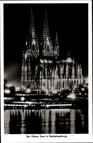 Ak Köln am Rhein, Dom in Festbeleuchtung