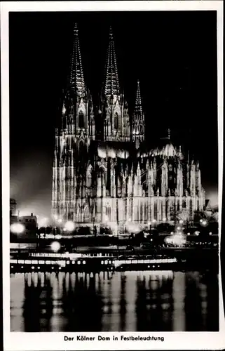 Ak Köln am Rhein, Dom in Festbeleuchtung