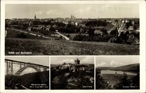 Ak Solingen in Nordrhein Westfalen, Schloss Burg, Talsperre, Müngstener Brücke