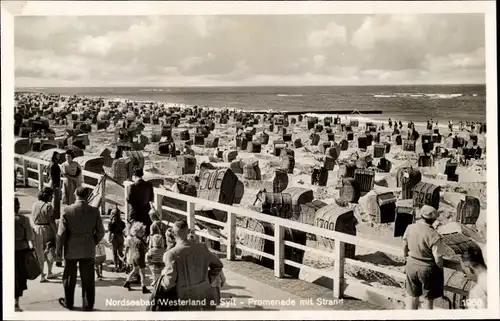 Ak Westerland auf Sylt, Promenade mit Strand