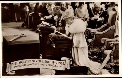 Ak London City, St, Paul's Cathedral, Silver Jubilee 1935, King George V, Queen Mary