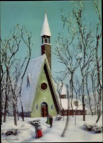 3 D Ak Church in winter, Kirche, Winterlandschaft