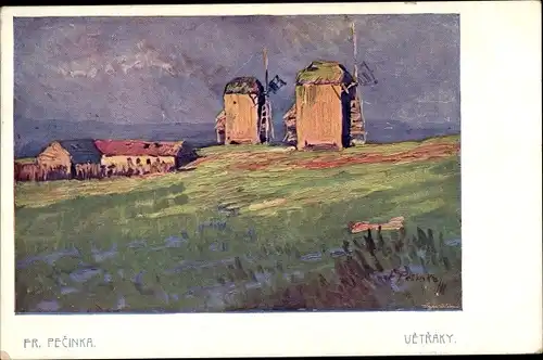 Künstler Ak Pecinka, Fr., Vetraky, Windmühlen