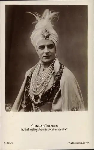 Ak Schauspieler Gunnar Tolnæs, Portrait, Die Lieblingsfrau des Maharadscha, PH K 3005