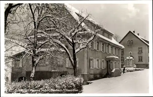 Ak Ottenhöfen im Schwarzwald, Gasthof Pension Hirsch, Winter