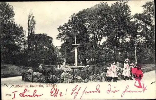 Ak Derby Derbyshire England, Arboretum Fountain