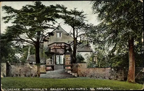 Ak Matlock Bath Derbyshire England, Florence Nightingale's Balcony, Lea-Hurst