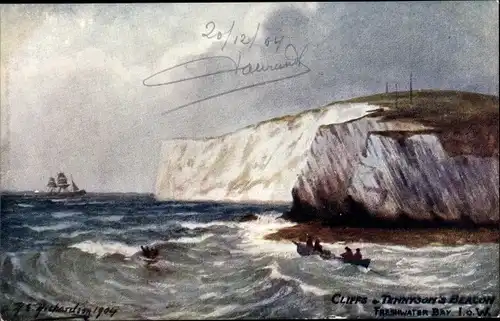Künstler Ak Richardson, Freshwater Isle of Wight England, Cliffs Tennyson's Beacon, Tuck 7102