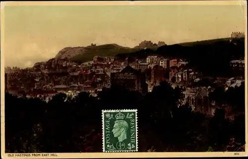Ak Old Hastings East Sussex England, Town from East Hill