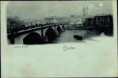 Mondschein Ak London City England, London Bridge