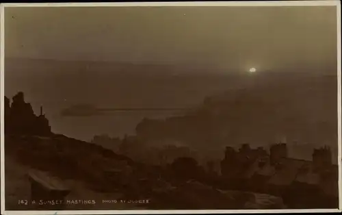 Ak Hastings East Sussex England, Sonnenuntergang