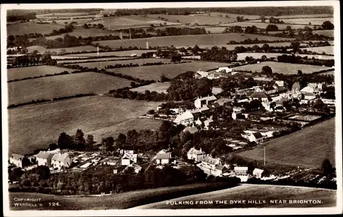 Ak Fulking Brighton East Sussex England, Village from the Dyke Hills
