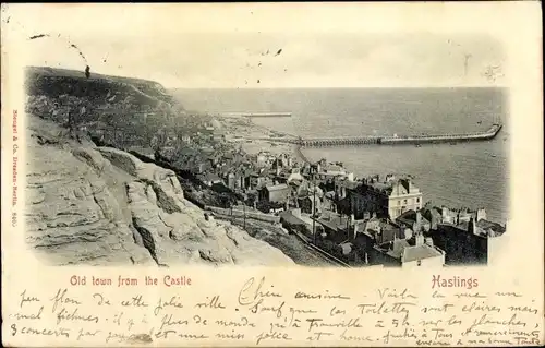 Ak Hastings East Sussex England, Old town from the Castle