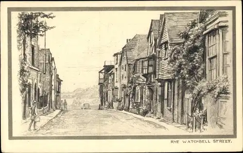 Künstler Ak Rye East Sussex England, Watchbell Street