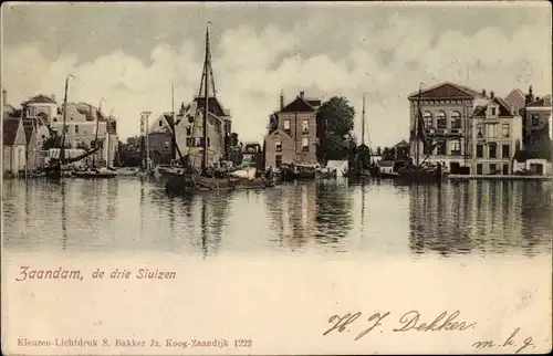 Ak Zaandam Zaanstad Nordholland, De drie Sluizen