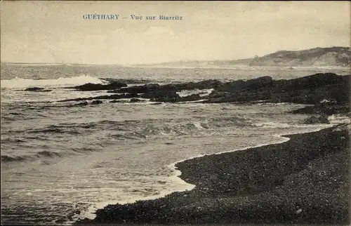 Ak Guéthary Pyrénées Atlantiques, Vue sur Biarritz