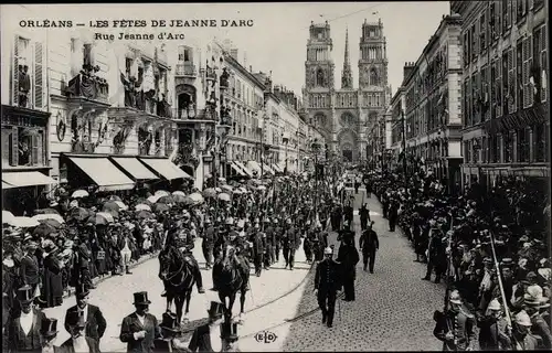 Ak Orléans Loiret, Les Fêtes de Jeanne d'Arc, Rue Jeanne d'Arc