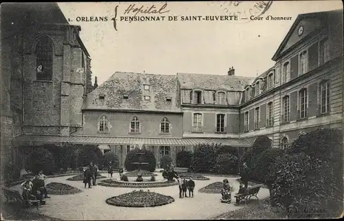 Ak Orléans Loiret, Pensionnat de Saint Euverte, Cour d'honneur