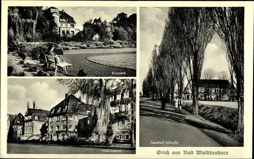 Ak Bad Waldliesborn Lippstadt in Westfalen, Kurpark, Villenpartie, Gasthof Schulte