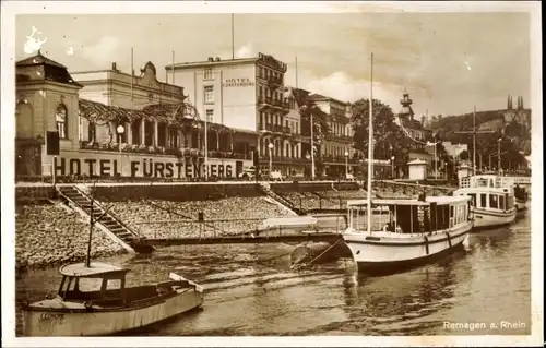 Ak Remagen am Rhein, Hotel Fürstenberg, Salondampfer