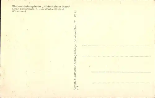 Ak Buntenbock Clausthal Zellerfeld Oberharz, Kindererholungsheim Hildesheimer Haus