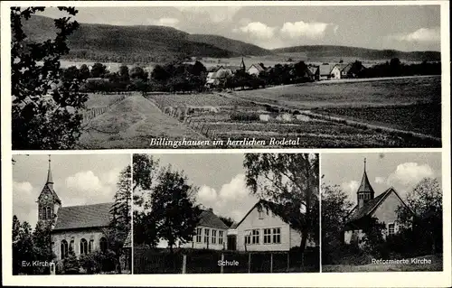 Ak Billingshausen Bovenden Niedersachsen, Evangelische Kirche, Schule, Reformierte Kirche