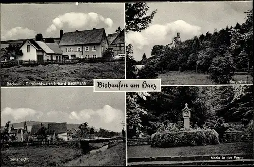 Ak Bishausen Nörten Hardenberg Niedersachsen, Burgruine, Maria in der Ferne, Bäckerei