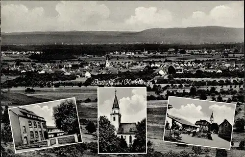 Ak Bischofsheim Mainspitze Hessen, Panorama vom Ort, Kirche