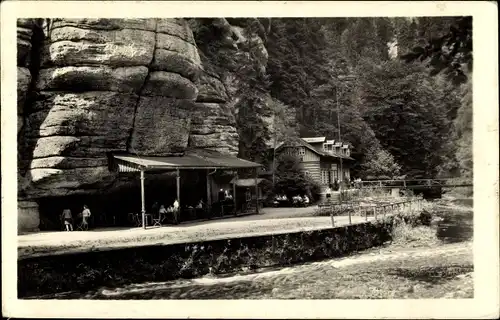 Ak Hřensko Herrnskretschen Elbe Region Aussig, Edmundsklamm, Kamnitzklamm