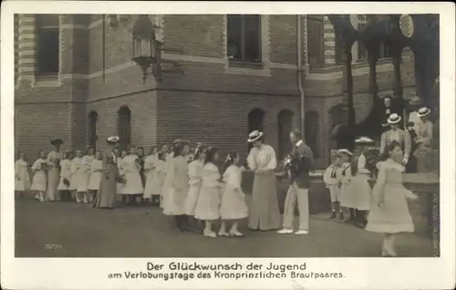 Ak Verlobung Kronprinz Wilhelm von Preußen, Kronprinzessin Cecilie, Glückwunsch der Jugend