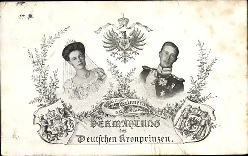 Wappen Ak Kronprinz Wilhelm von Preußen, Vermählung mit Cecilie von Preußen