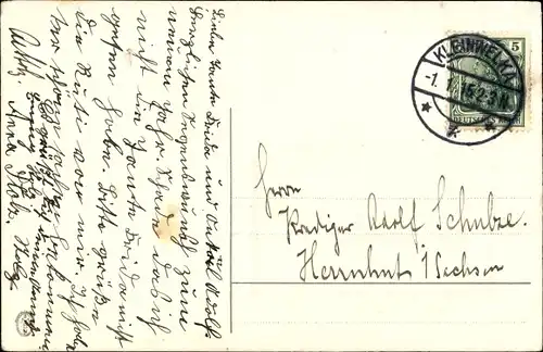 Präge Litho Glückwunsch Neujahr, Wassermühle, Winterlandschaft