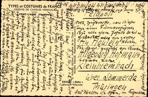 Künstler Ak Homualk, Charles, Pont l'Abbé Finistère, Mann in bretonischer Tracht