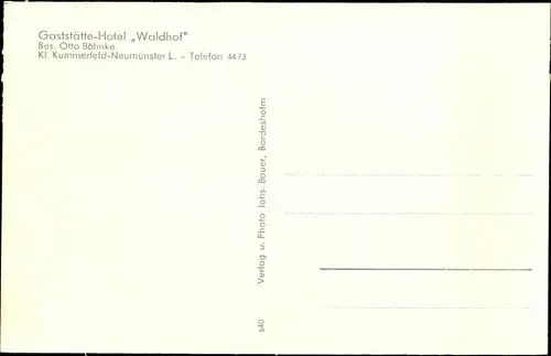 Ak Klein Kummerfeld bei Neumünster, Gaststätte Hotel Waldhotel